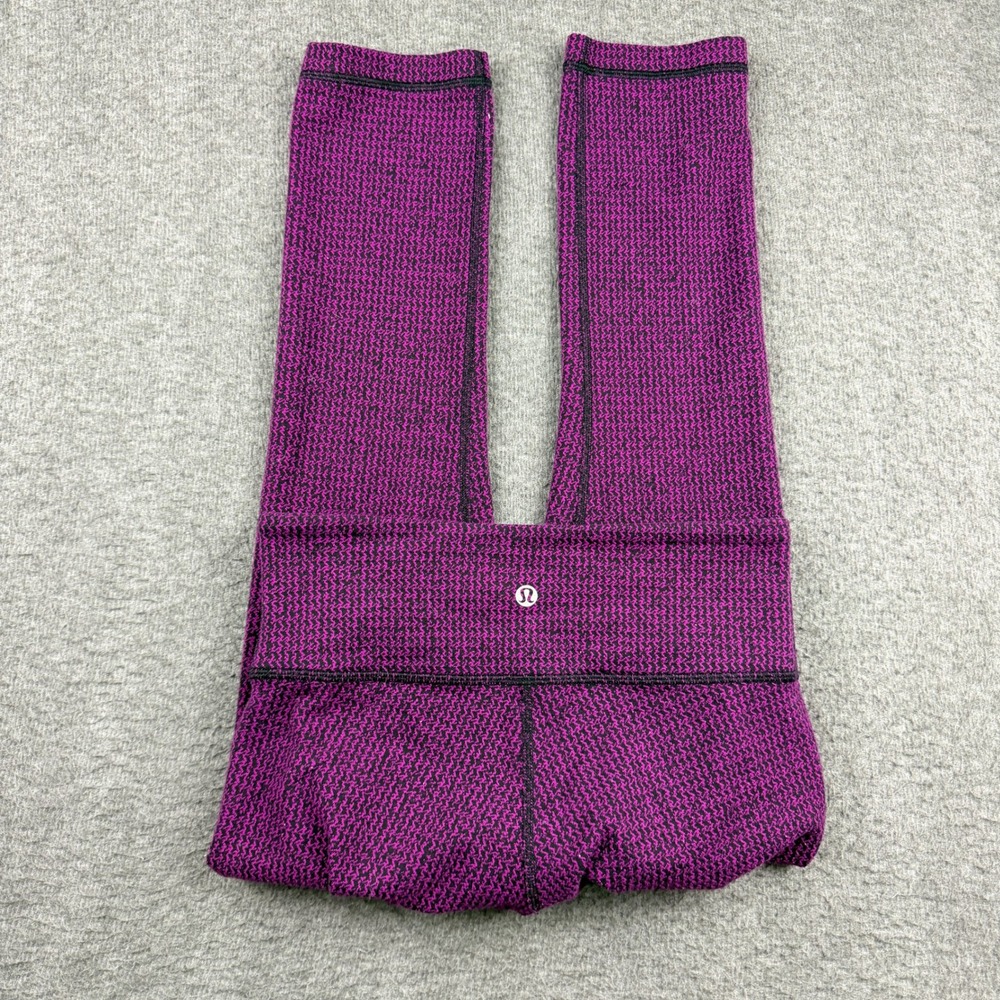 Lululemon High Rise Leggings Purple Black Herringbone Knit Yoga Pants Size 4‎